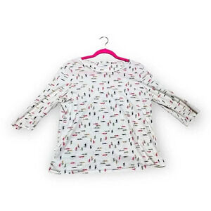 Pilcro and the Letterpress Womens Novelty White‎ Fingerpoint Top Sz L Twee